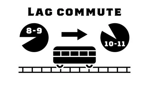 Icon that recommends time commuting - Translation: Time commuting Stock Illustration