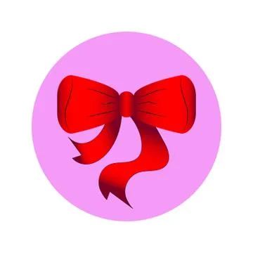 Icon red bow with ribbons in circle Stock Illustration