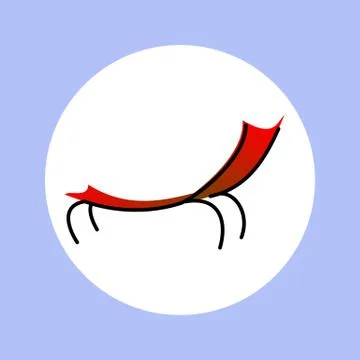 Icon red deck chair for resting in circle Stock Illustration
