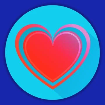 Icon with a red heart on a blue background. A romantic element of design for  Stock Illustration