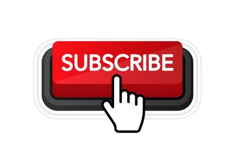 Icon with red subscribe 3D button on white background for web marketing desig 库存插图