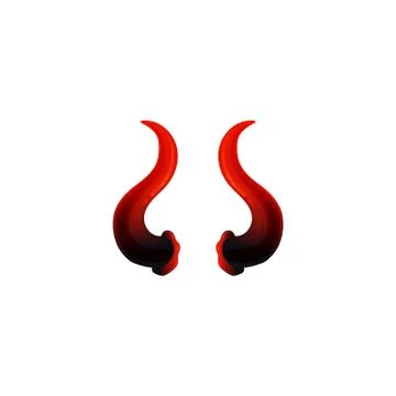 Icon of red swirl realistic devils horns vector illustration isolated on white. Stock Illustration
