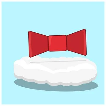 Icon Red Tie on Clouds and Blue Color Background. Stock Illustration