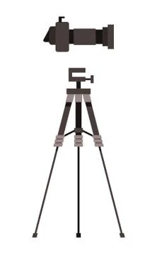 Icon of reflex camera with removable lens from side view, tripod for photocamera Ilustración de archivo