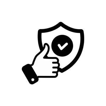 An icon of reliability filled style, security shield with thumbs up gesture Stock Illustration