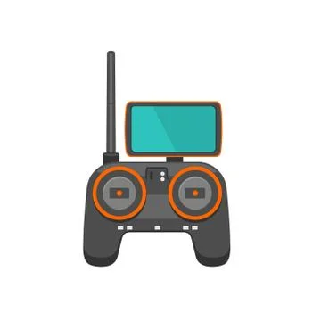 Icon remote control drone with screen and button. Vector flat Stock Illustration