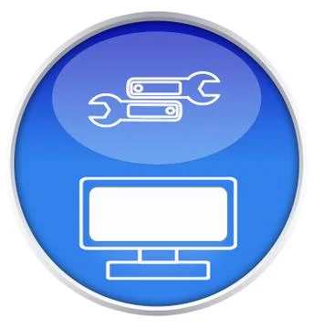 Icon repair computer on blue background Stock Illustration