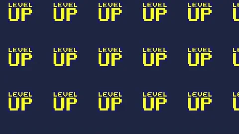 Icon repeat Level up pixel blocks 스톡 동영상 345169335