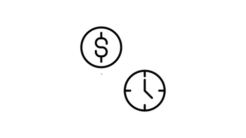 Icon representing the concepts of time and money, featuring a clock and a d.. Stock Footage 334095212