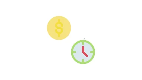 Icon representing the concepts of time and money, featuring a clock and a d.. Stock Footage 334100865