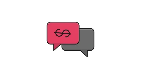 Icon representing a conversation about money, featuring speech bubbles and .. Stock Footage 335259514