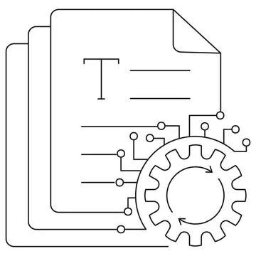 Icon representing document automation, digital text processing Stock Illustration