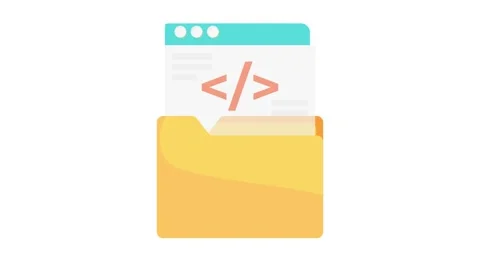 Icon representing a folder for web development, featuring a stylized design.. Stock Footage 332535262