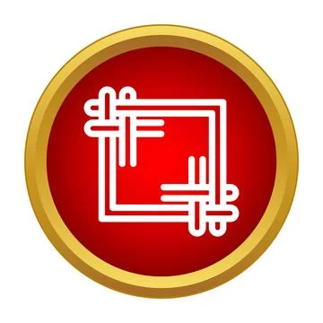 Icon representing image crop tool on red button Stock Illustration
