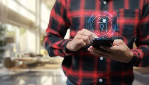 An icon representing an online security lock system, featuring a padlock sy.. Stock Photos