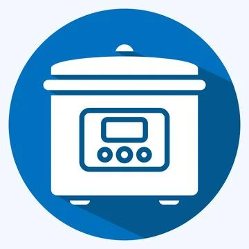 Icon Rice Cooker. suitable for Kitchen Appliances symbol. long shadow style.  Illustrazione stock