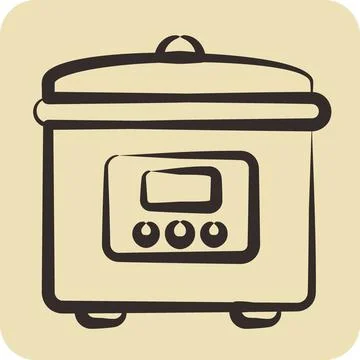 Icon Rice Cooker. suitable for Kitchen Appliances symbol. hand drawn style... Stock Illustration