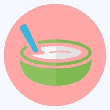 Icon Rice Pudding - Flat Style - Simple illustration,Editable stroke Stock Illustration
