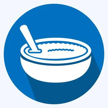 Icon Rice Pudding - Long Shadow Style - Simple illustration,Editable stroke Stock Illustration
