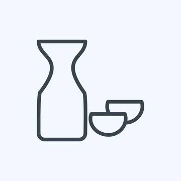Icon Rice Wine Sake. suitable for Drink symbol. line style. simple design edi Stock Illustration