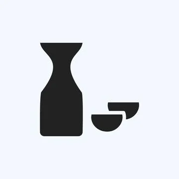 Icon Rice Wine Sake. suitable for Drink symbol. glyph style. simple design ed Stock Illustration