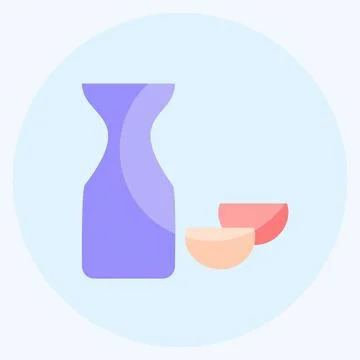 Icon Rice Wine Sake. suitable for Drink symbol. flat style. simple design edi Stock Illustration