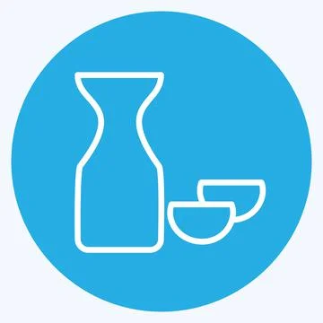 Icon Rice Wine Sake. suitable for Drink symbol. blue eyes style. simple desig Stock Illustration