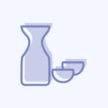 Icon Rice Wine Sake. suitable for Drink symbol. two tone style. simple design Stock Illustration