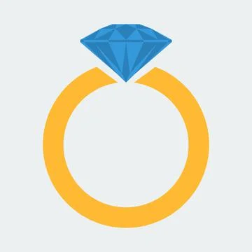 Icon of a ring with a diamond. Stock Illustration