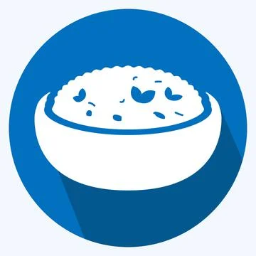 Icon Risotto - Long Shadow Style - Simple illustration,Editable stroke Illustrazione stock