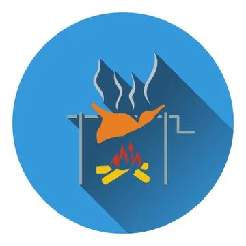 Icon of roasting meat on fire Illustrazione stock