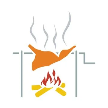 Icon Of Roasting Meat On Fire Illustrazione stock