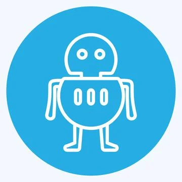 Icon Robot. suitable for Programming symbol. blue eyes style. simple design e Illustrazione stock
