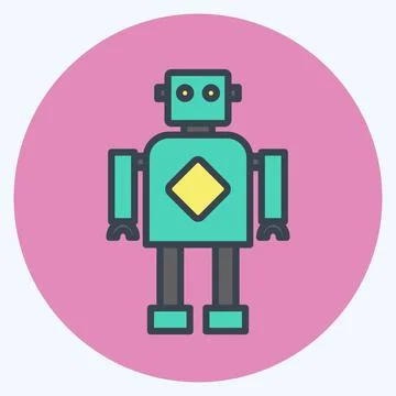 Icon Robotics. suitable for data analytics symbol. color mate style. simple d Illustrazione stock