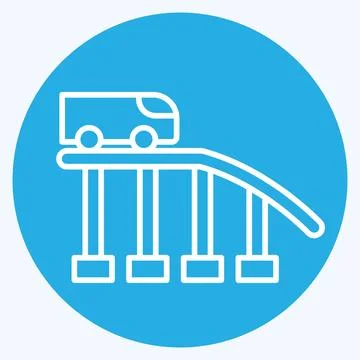 Icon Roller Coaster. related to Amusement Park symbol. blue eyes style. sim.. Illustrazione stock