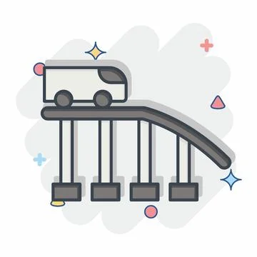 Icon Roller Coaster. related to Amusement Park symbol. comic style. simple .. Illustrazione stock