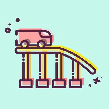 Icon Roller Coaster. related to Amusement Park symbol. MBE style. simple de.. Stock Illustration