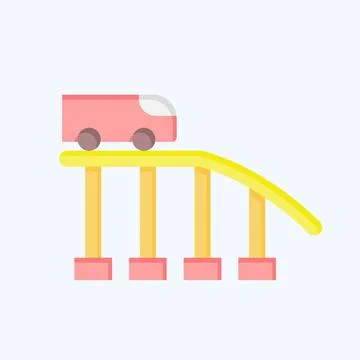 Icon Roller Coaster. related to Amusement Park symbol. flat style. simple d.. Ilustración de archivo