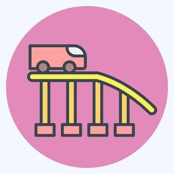 Icon Roller Coaster. related to Amusement Park symbol. color mate style. si.. Illustrazione stock