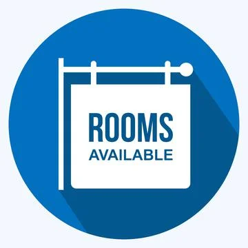 Icon Rooms - Long Shadow Style - Simple illustration,Editable stroke Stock Illustration