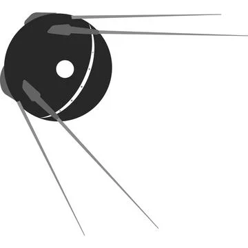 The icon of a round artificial satellite. Vector image. Stock Illustration