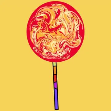 Icon round candy on a stick. Stock Illustration