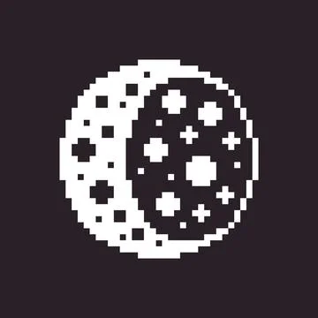 Icon of the round moon in the craters	 Stock Illustration