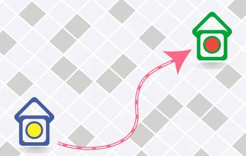 Icon of the route between two points. Illustrazione stock