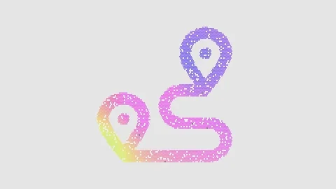 Icon route is made up of LED square shapes that shimmer and flicker. There are Stock Footage 295017488