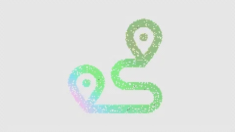 Icon route is made up of LED square shapes that shimmer and flicker. There are Stock Footage 295018622