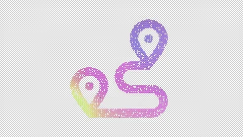 Icon route is made up of LED square shapes that shimmer and flicker. There are Stock Footage 295019589