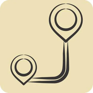 Icon Route Path. related to Location symbol. hand drawn style. design editabl Stock Illustration