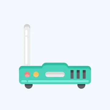 Icon Router. suitable for Computer Components symbol. flat style. simple desi Stock Illustration
