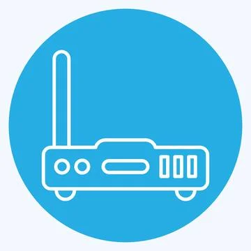 Icon Router. suitable for Computer Components symbol. blue eyes style. simple Stock Illustration